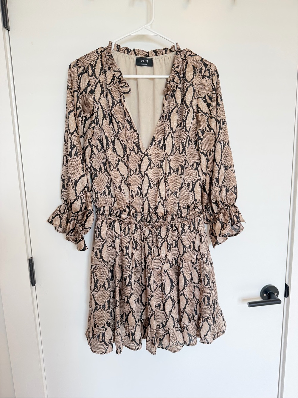 VICI Snake Print V-Neck Mini Dress